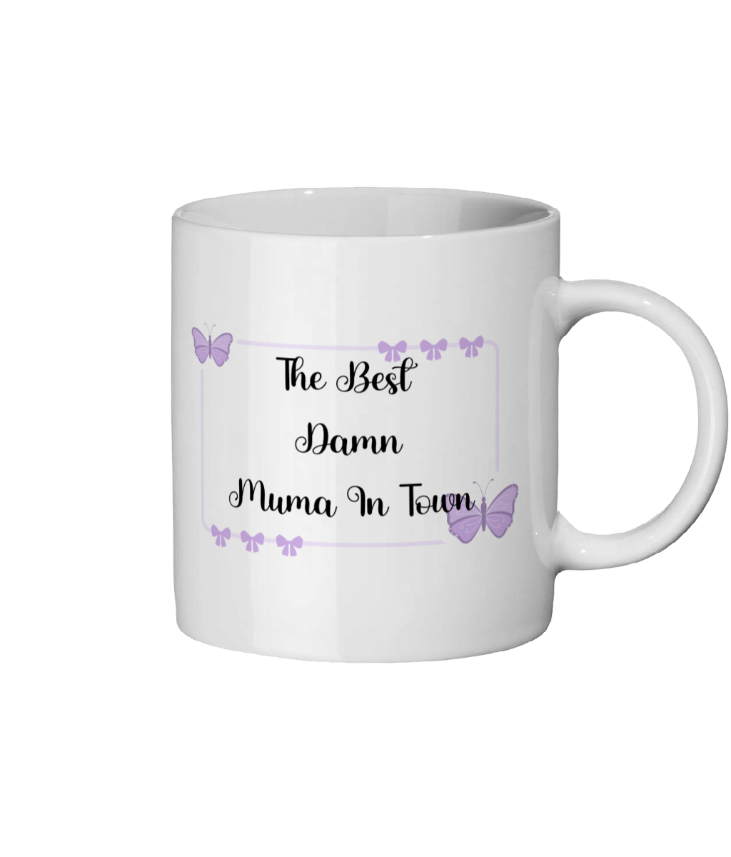 “This Mug Belongs To… Mug – 11oz Glossy Ceramic | Lavender Butterfly Name Mug | Cute Personalised-Style Gift for Mums & Kids | Muma Prints”