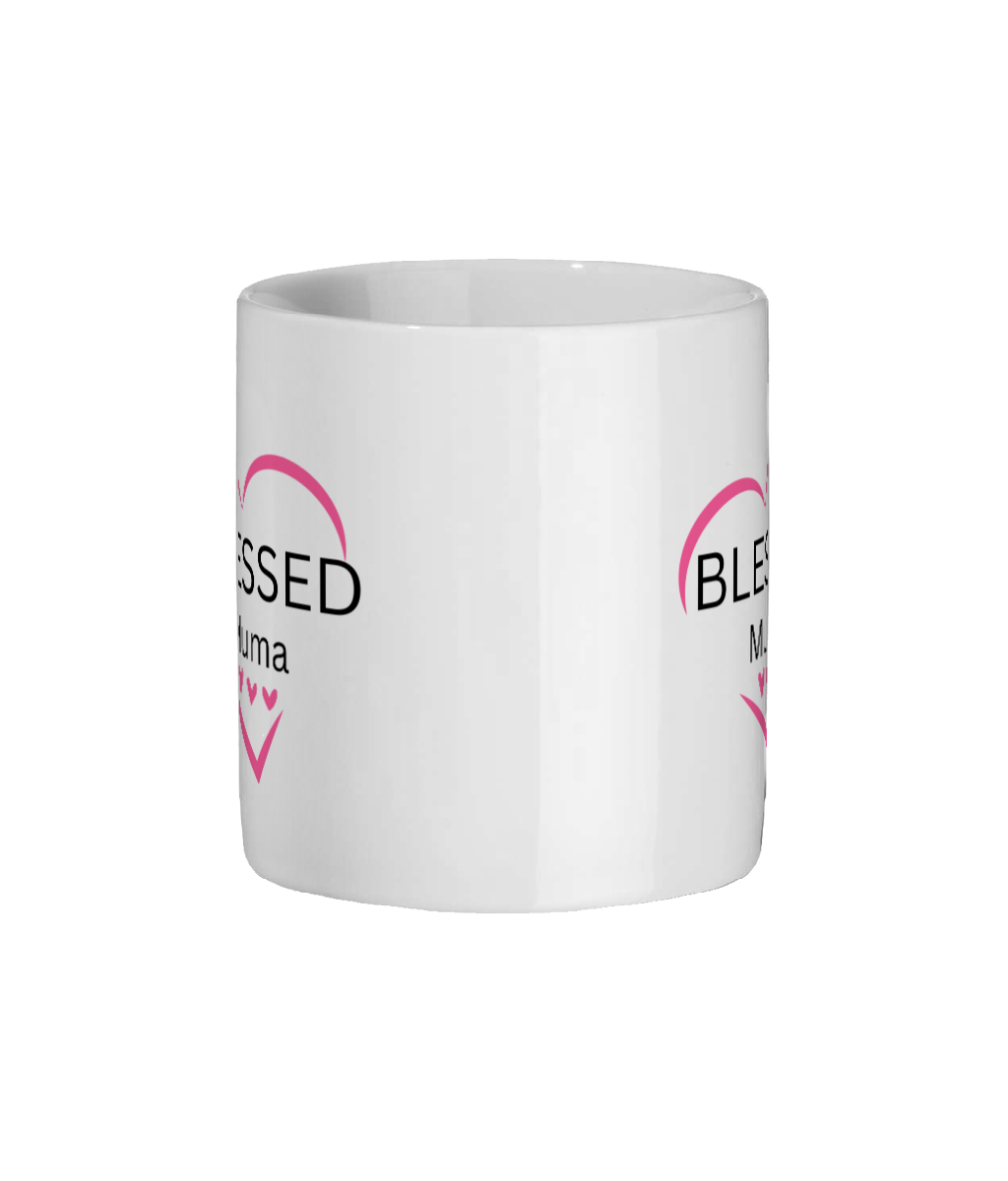 Blessed Muma 11oz Ceramic Mug – Pink Heart Design | Matching Mum & Mini Mug Gift