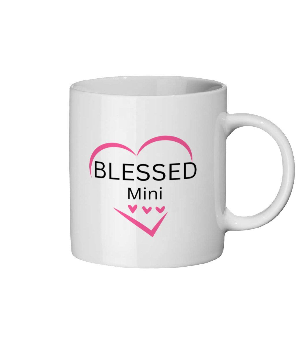 “Blessed Mini Mug – 11oz Glossy Ceramic Mug | Muma & Mini Matching Gift | Cute Pink Heart Design”